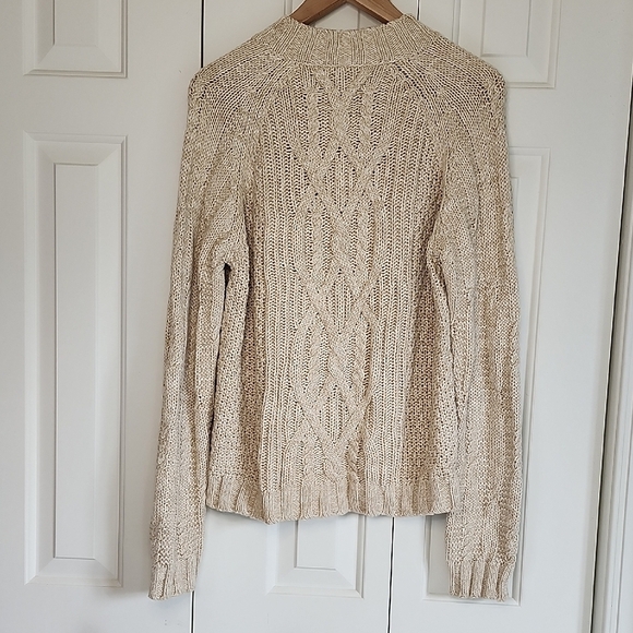 Leo and Nicole Women's 100% Cotton Knit 1/4 Zip Beige Sweater Size XL - Picture 7 of 7